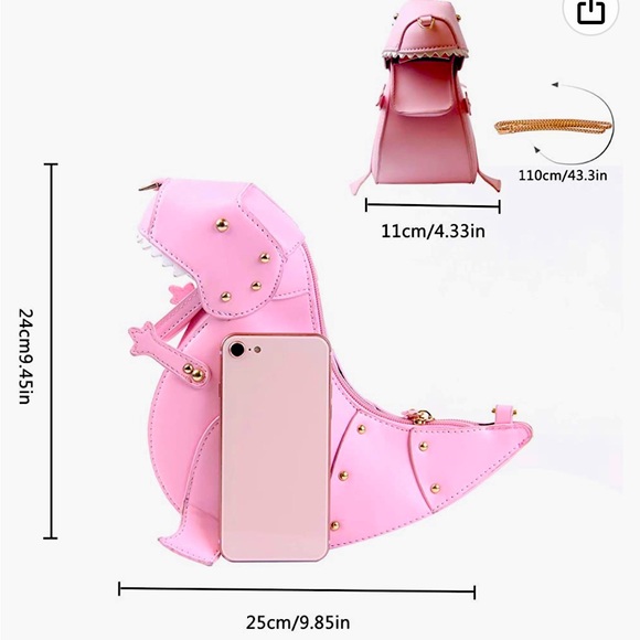 Pink Tyrannosaurus dinosaur 🦖 Crossbody bag - Picture 4 of 6